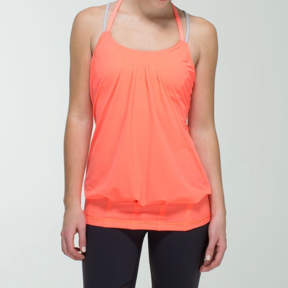 Lululemon flow and go tank in pop orange